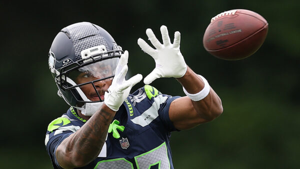 Seattle Seahawks Montorie Foster Jr. catches pass OTAs 2026