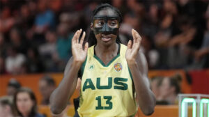 Storm’s Ezi Magbegor leads Australia to win after early hotel fire alarm