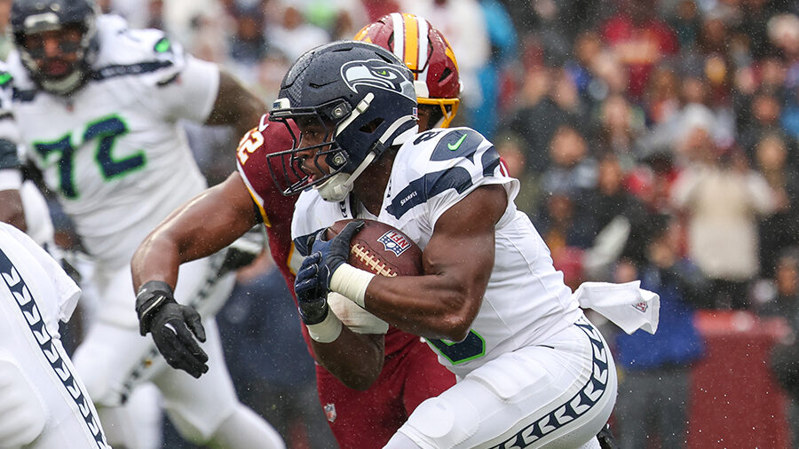 Seattle Seahawks running back Jadarian Price...