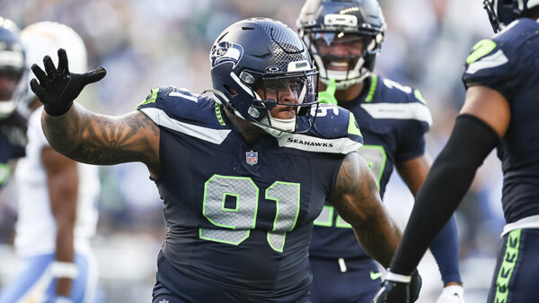 Seattle Seahawks Byron Murphy II celebrates Chargers 2026