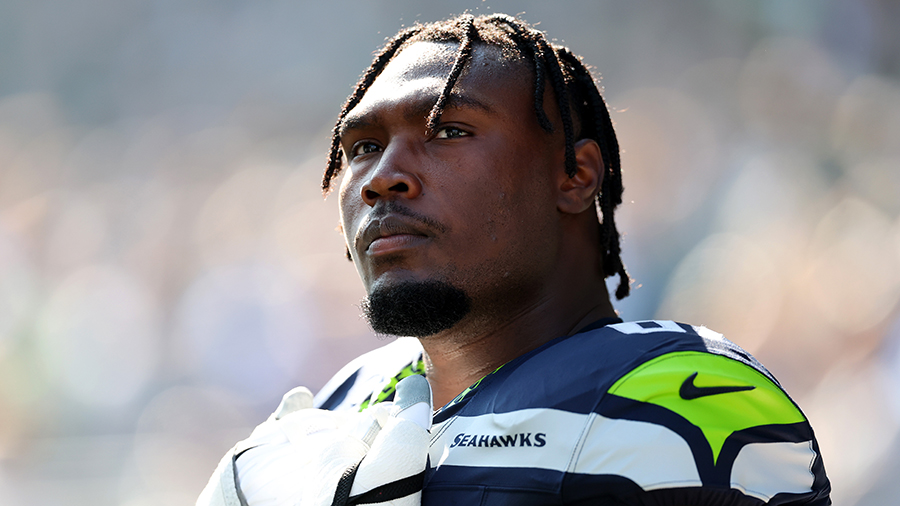 Seattle Seahawks Charles Cross looks on 2026 game