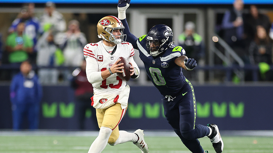 Seattle Seahawks DeMarcus Lawrence San Francisco 49ers Brock Purdy 2026 playoffs...