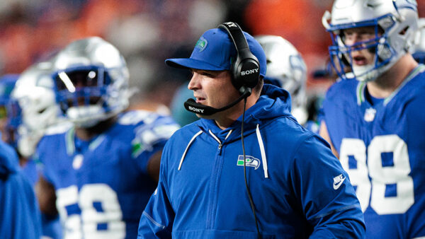Seattle Seahawks Mike Macdonald looks on during game Denver Broncos 2026