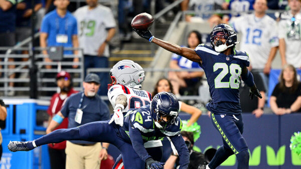 Seattle Seahawks Nehemiah Prictchett interception Patriots 2026 opener