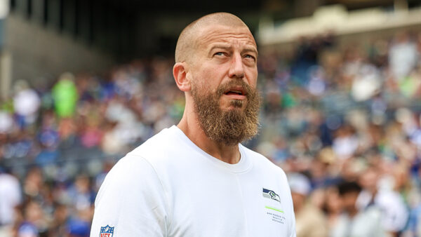 Seattle Seahawks offensive coordinator Brian Fleury looks on 2026 preseason