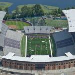 A recent overhead shot shows work is almost complete on the newly renovated Husky Stadium. (UW image)