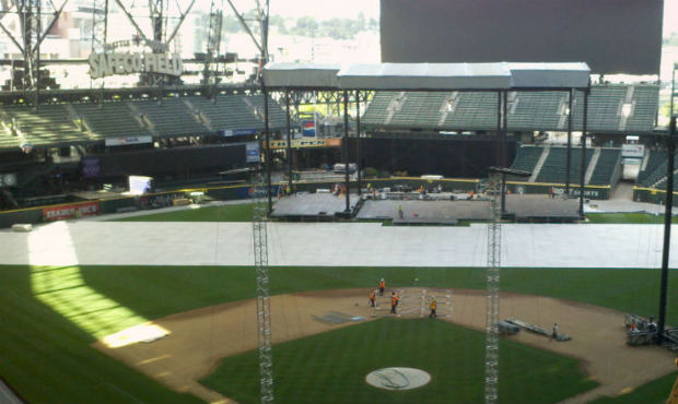 Work continues at Safeco Field in preparation for Paul McCartney’s concert Friday, the first ...