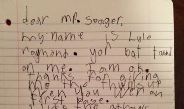 A letter from a young fan to Mariners standout Kyle Seager, posted by his wife, is going viral. (Ju...