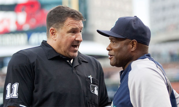 Umpire Tony Randazzo ejected M’s manager Lloyd McClendon from two of Seattle’s three ga...