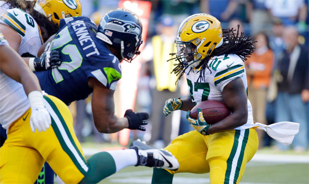 Packers running back Eddie Lacy was limited to 34 yards on 12 carries and suffered a concussion. (A...