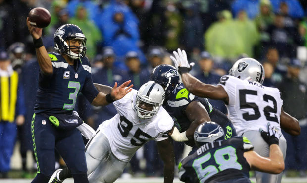 Russell Wilson’s 48.6-percent completion rate Sunday against Oakland was his lowest of the se...