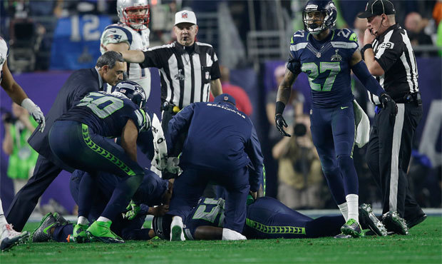 Seattle’s Cliff Avril was knocked out of the Super Bowl in the third due to a concussion. (AP...