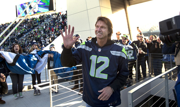 Randy Johnson returned to Seattle on Sunday to raise the 12th Man flag before the 49ers game. (AP)...