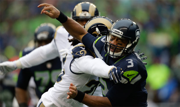 The Seahawks allowed four sacks and 13 quarterback hits Sunday against St. Louis. (AP)...