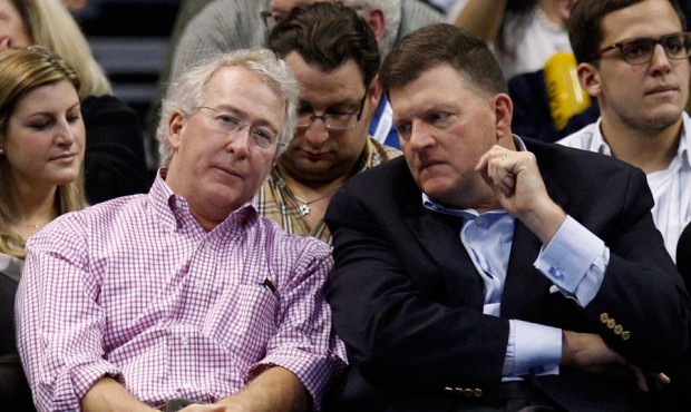 Thunder co-owner Aubrey McClendon, left, was a key figure in the franchise’s relocation from ...