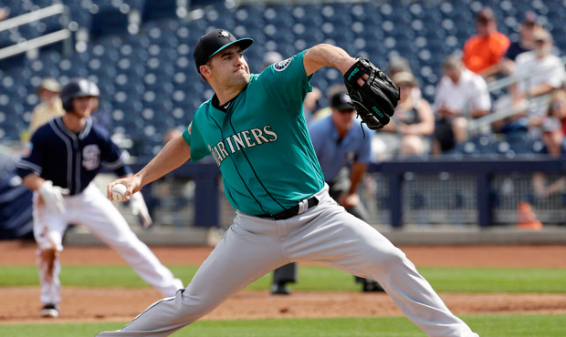 Nathan Karns is battling with James Paxton for the final spot in the Mariners’ rotation. (AP)...