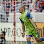 
              Seattle Sounders' Osvaldo Alonso celebrates after scoring a goal during the first half of an MLS soccer game against Real Salt Lake on Saturday, March 12, 2016, in Sandy, Utah.  (AP Photo/Kim Raff)
            