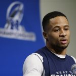 Seattle Seahawks free safety Earl Thomas talks to reporters on Wednesday, Jan. 15, 2014, before NFL football practice in Renton, Wash. The Seahawks are to play the San Francisco 49ers on Sunday in the NFC championship. (AP Photo/Ted S. Warren)