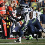 Cincinnati Bengals tight end Tyler Eifert (85) catches a pass in overtime of an NFL football game against the Seattle Seahawks, Sunday, Oct. 11, 2015, in Cincinnati. The Bengals won 27-24. (AP Photo/Frank Victores)