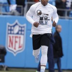 Carolina Panthers quarterback Cam Newton warms up before the first half of an NFL divisional playoff football game between the Carolina Panthers and the Seattle Seahawks, Sunday, Jan. 17, 2016, in Charlotte, N.C. (AP Photo/Bob Leverone)