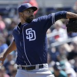 San Diego Padres starting pitcher Tyson Ross throws against the Seattle Mariners during the first inning of a spring training baseball game in Peoria, Ariz., Wednesday, March 30, 2016. (AP Photo/Jeff Chiu)