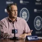 Tom Allison, Seattle Mariners vice president of player personnel, talks to reporters Thursday, Jan. 28, 2016 in Seattle during the team's annual briefing before the start of baseball spring training. (AP Photo/Ted S. Warren)