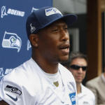 Seattle Seahawks outside linebacker Bruce Irvin answers questions during a press conference following an NFL football minicamp Thursday, June 18, 2015, in Renton, Wash. (AP Photo/Joe Nicholson)
