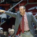 
              Utah head coach Larry Krystkowiak shouts to his team during the first half in an NCAA college basketball game against Washington State Sunday, Feb. 14, 2016, in Salt Lake City. (AP Photo/Rick Bowmer)
            