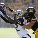 
              Arizona State's Jordan Simone (38) tips a pass away from Washington's Joshua Perkins, left, during the first half of an NCAA college football game Saturday, Nov. 14, 2015, in Tempe, Ariz. (AP Photo/Ross D. Franklin)
            